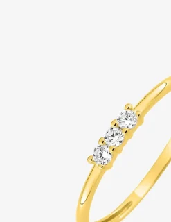 Bague or 750 ‰ jaune avec oxydes de zirconium serti griffes SO OR