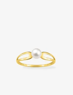 Bague or 750 ‰ jaune avec perle de culture d'eau douce SO OR