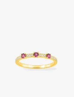 Bague or 750 ‰ jaune avec rubis et diamants 0,10 ct SO OR