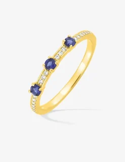 Bague or 750 ‰ jaune avec saphirs et diamants 0,10 ct SO OR