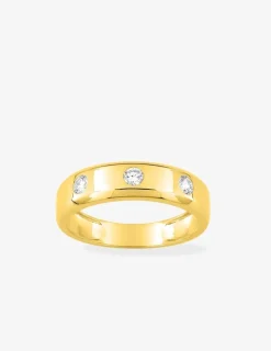Bague or 375 ‰ jaune et 3 diamants synthétiques 0,30 ct SO OR