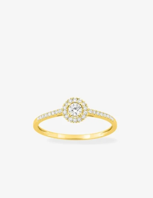 Bague or 375 ‰ jaune et diamants synthétiques 0,22 ct SO OR