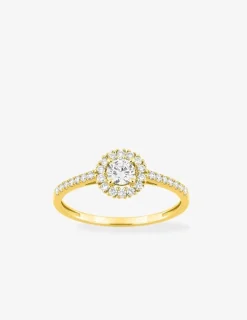 Bague or 375 ‰ jaune et diamants synthétiques 0,40 ct SO OR