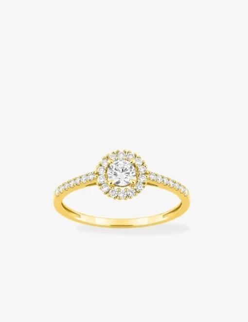 Bague or 375 ‰ jaune et diamants synthétiques 0,40 ct SO OR