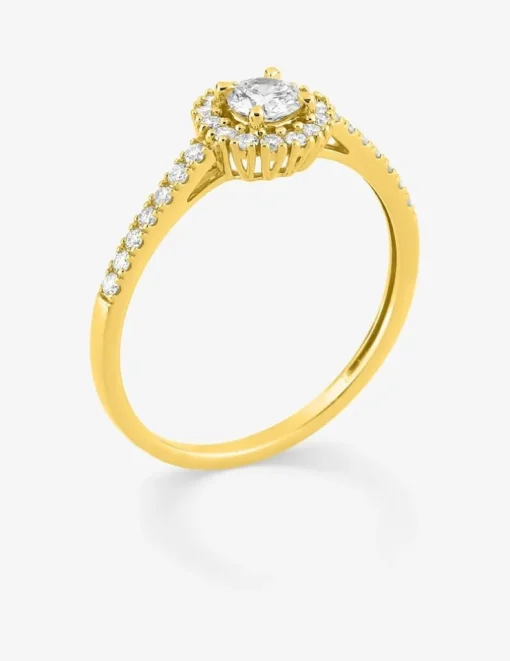 Bague or 375 ‰ jaune et diamants synthétiques 0,40 ct SO OR