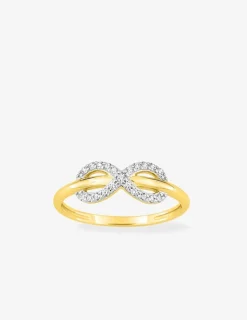 Bague or 375 ‰ jaune et rhodium avec oxydes de zirconium motif infini SO OR