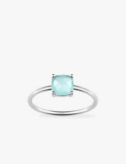 Bague or blanc 750 ‰ et calcédoine bleue SO OR