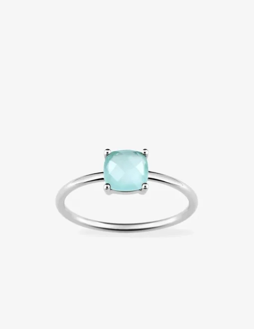 Bague or blanc 750 ‰ et calcédoine bleue SO OR