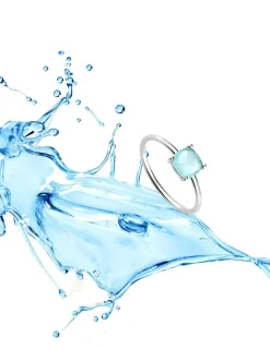 Bague or blanc 750 ‰ et calcédoine bleue SO OR