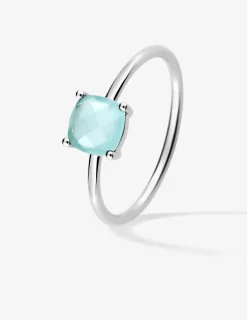 Bague or blanc 750 ‰ et calcédoine bleue SO OR