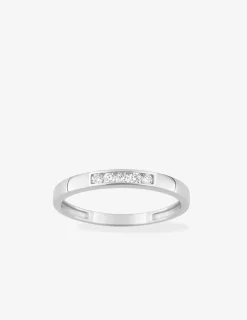 Bague or blanc 375 ‰ et diamants synthétiques 0,15 ct serti rail SO OR