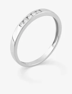 Bague or blanc 375 ‰ et diamants synthétiques 0,15 ct serti rail SO OR