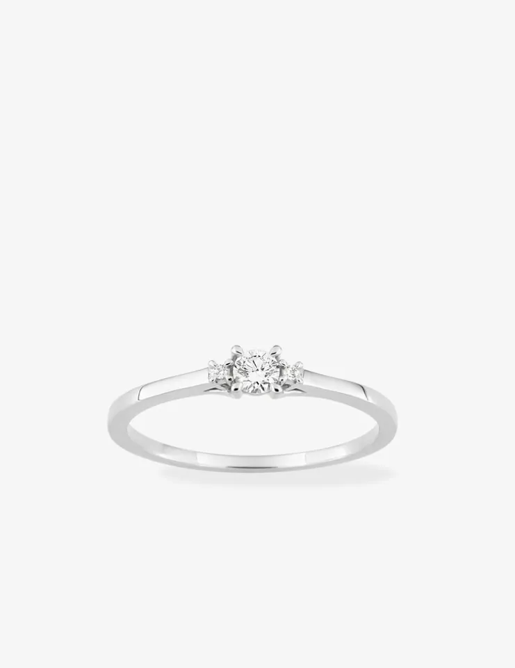 Bague or blanc 375 ‰ et diamants synthétiques 0,11 ct SO OR