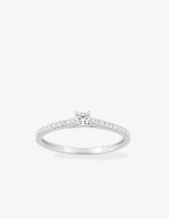 Bague or blanc 375 ‰ et diamants synthétiques 0,20 ct serti griffes SO OR