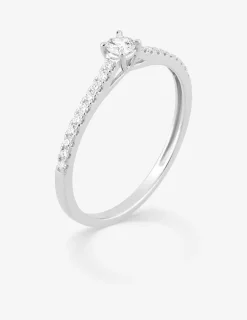 Bague or blanc 375 ‰ et diamants synthétiques 0,20 ct serti griffes SO OR