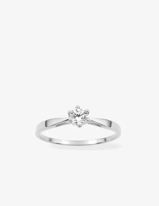 Bague or blanc 750 ‰ et oxyde de zirconium 0,30 ct SO OR