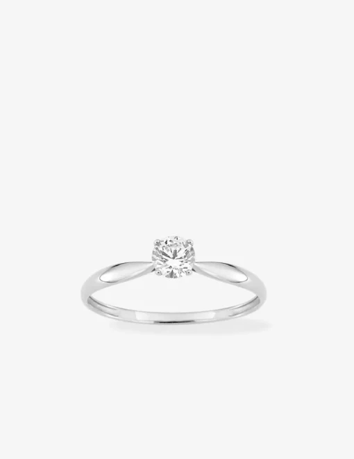 Bague or blanc 750 ‰ et oxyde de zirconium 0,30 ct serti griffes SO OR