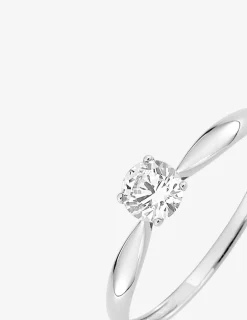 Bague or blanc 750 ‰ et oxyde de zirconium 0,30 ct serti griffes SO OR
