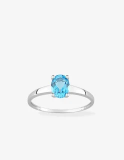 Bague or blanc 750 ‰ et topaze bleue SO OR