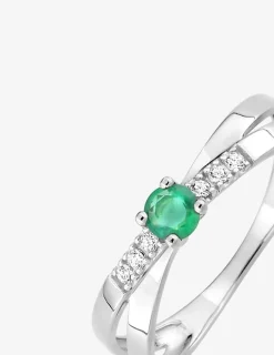 Bague or blanc 750 ‰, émeraude et oxydes de zirconium SO OR