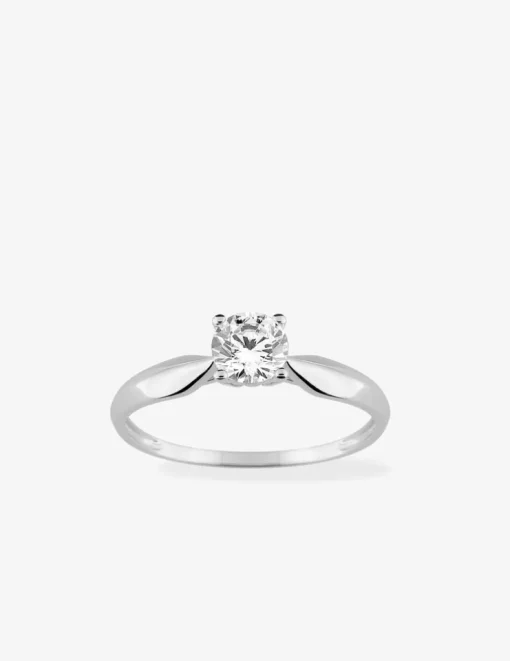 Bague or blanc 750 ‰, oxyde de zirconium 0,50 ct SO OR