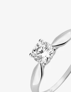 Bague or blanc 750 ‰, oxyde de zirconium 0,50 ct SO OR