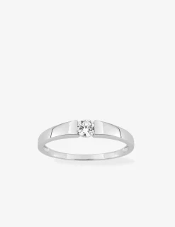 Bague or blanc 750 ‰, oxyde de zirconium 0,20 ct SO OR