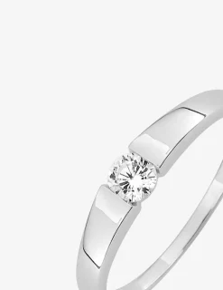Bague or blanc 750 ‰, oxyde de zirconium 0,20 ct SO OR