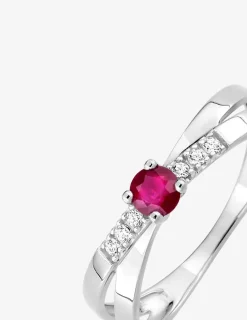 Bague or blanc 750 ‰, rubis et oxydes de zirconium SO OR