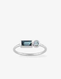 Bague or blanc 750 ‰ topaze bleue traitée SO OR