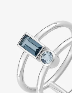 Bague or blanc 750 ‰ topaze bleue SO OR