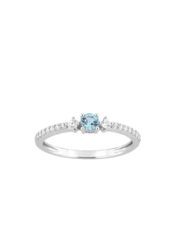 Bague or blanc 375 ‰ topaze traitée et oxydes de zirconium SO OR