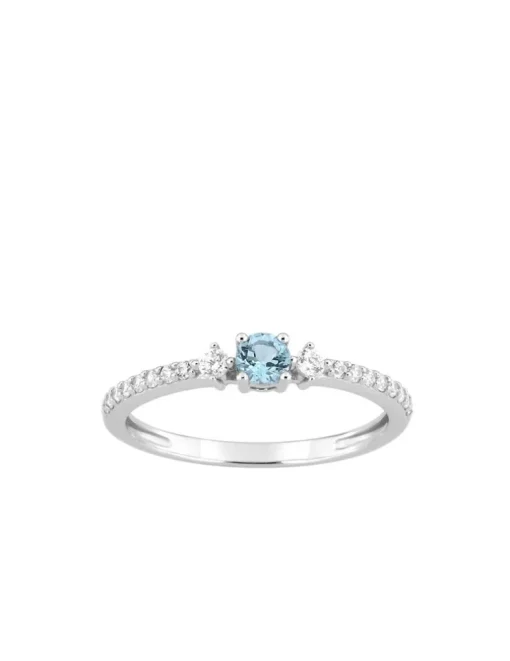 Bague or blanc 375 ‰ topaze traitée et oxydes de zirconium SO OR