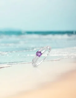 Bague or blanc 375‰, améthyste SO OR