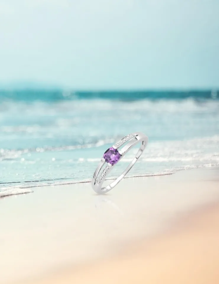 Bague or blanc 375‰, améthyste SO OR