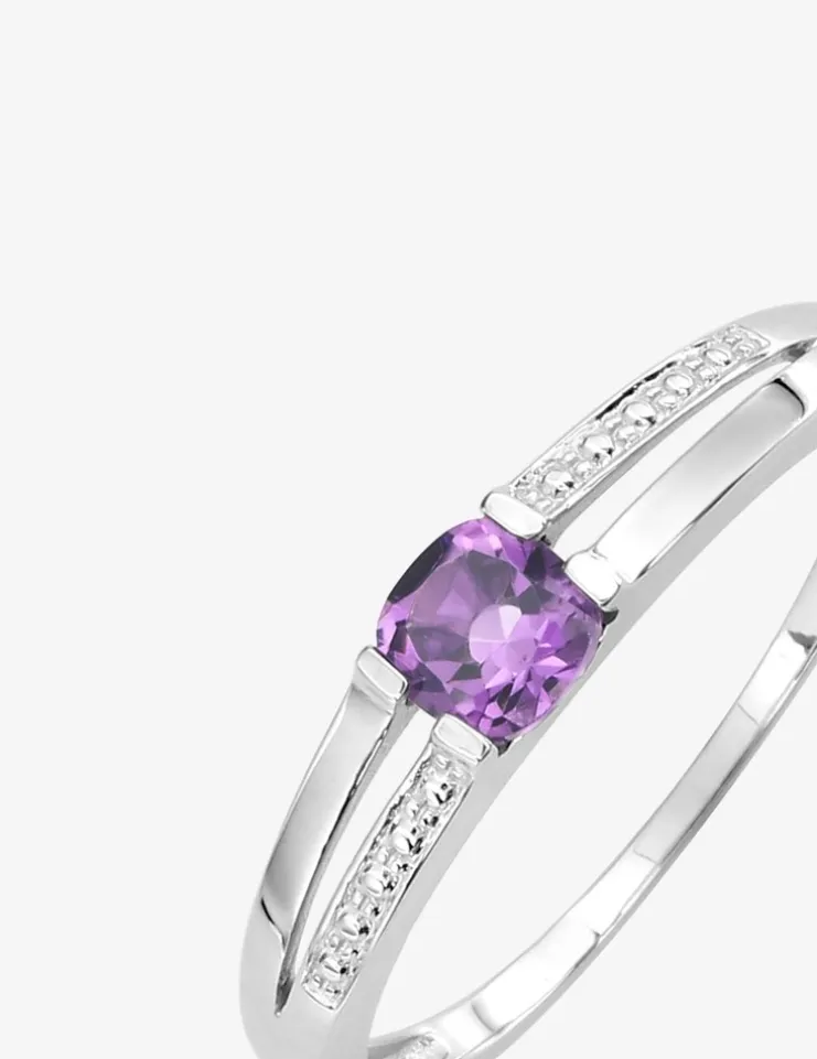 Bague or blanc 375‰, améthyste SO OR