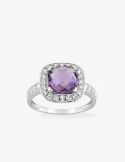 Bague or blanc 375‰, améthyste, oxyde de zirconium SO OR