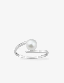 Bague or blanc 375‰ et perle 6 mm SO OR