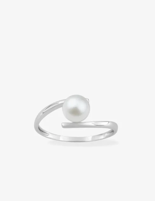 Bague or blanc 375‰ et perle 6 mm SO OR
