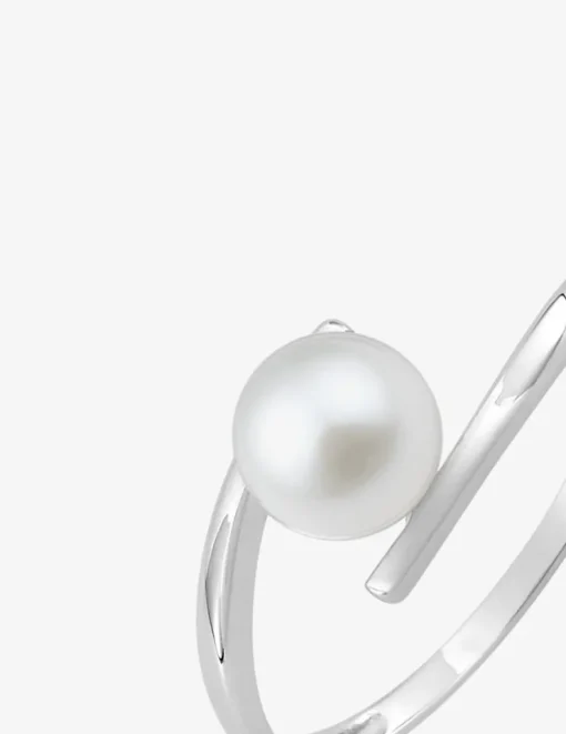 Bague or blanc 375‰ et perle 6 mm SO OR
