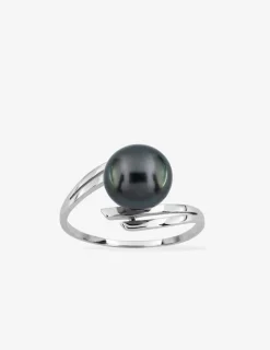 Bague or blanc 375‰ et perle 8 mm SO OR