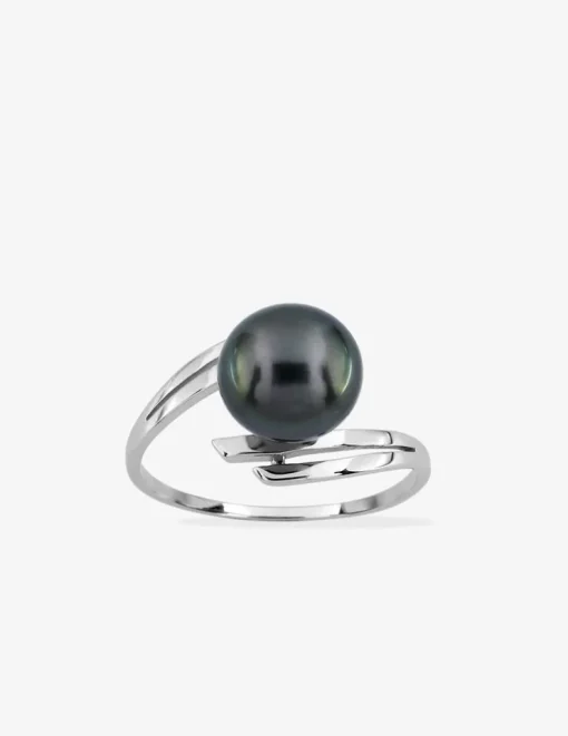 Bague or blanc 375‰ et perle 8 mm SO OR