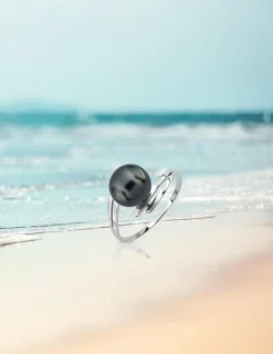 Bague or blanc 375‰ et perle 8 mm SO OR