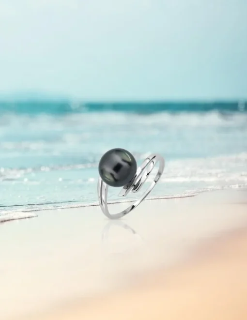 Bague or blanc 375‰ et perle 8 mm SO OR