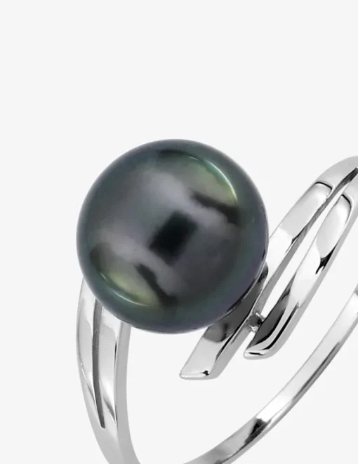 Bague or blanc 375‰ et perle 8 mm SO OR