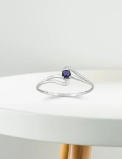 Bague or blanc 375‰ et saphir 0,12 ct SO OR