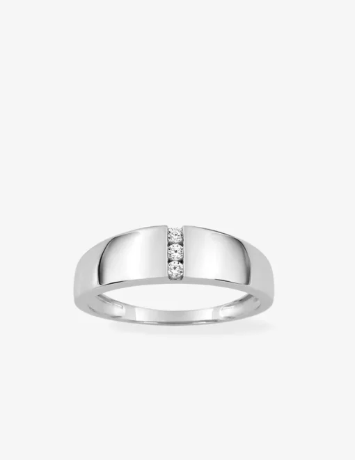 Bague or blanc 375‰ oxyde blanc style trilogie SO OR