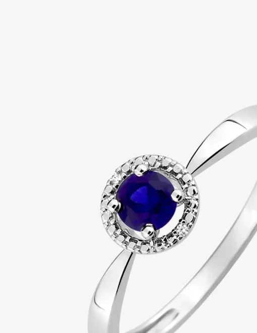 Bague or blanc 375‰, saphir et oxyde de zirconium SO OR