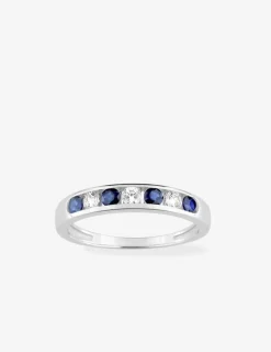 Bague or blanc 375‰, saphir et oxyde de zirconium SO OR