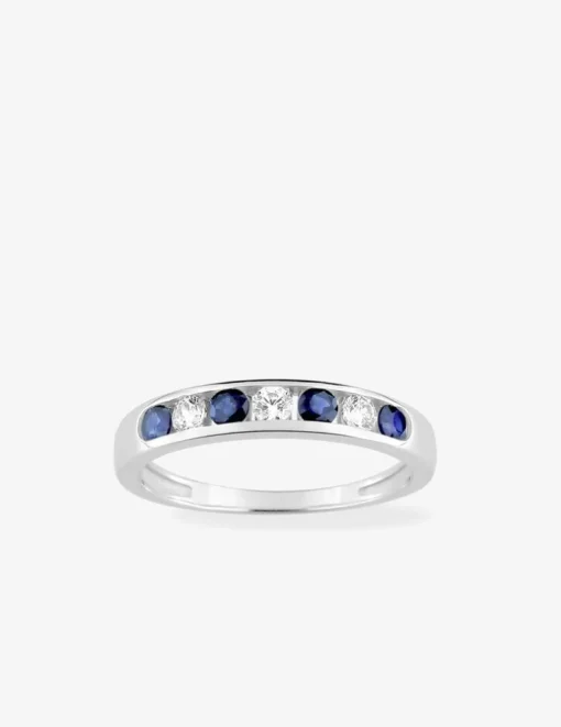Bague or blanc 375‰, saphir et oxyde de zirconium SO OR